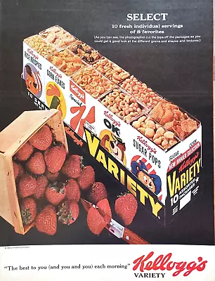 PRINT AD Kelloggs Cereal Variety Pack 1963 10.5x13 Rice Krispies Sugar Pops • $12.95