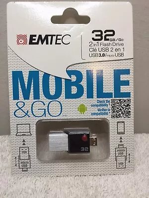 EMTEC MOBILE 32GB USB 3.0 MICRO 2.0  TWO In ONE FLASH DRIVE. NEW • $15.50