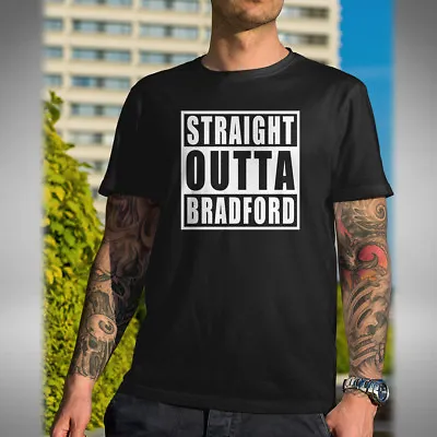 Straight Outta Bradford Men's T-Shirt Funny Compton Inspired Dr Dre Eazy E NWA • £9.99