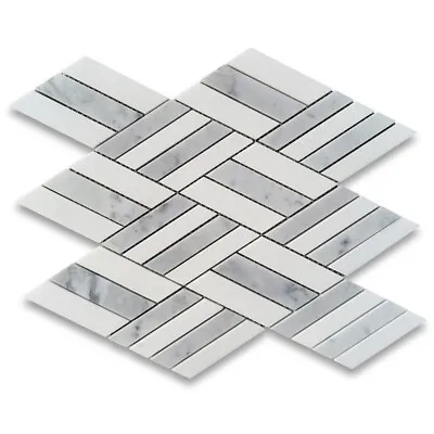 C7N5XH Carrara White Marble Parallelogram Diamond Mosaic Tile Thassos White • $21.99