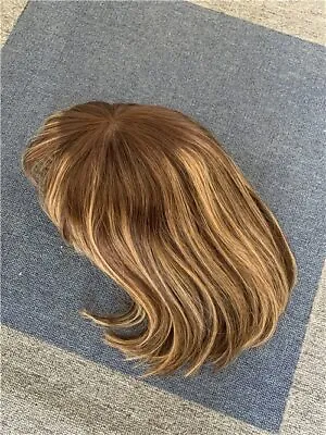 Esther Ombre Fringe Blonde Highlight Long Bob European 100% Human Hair Wig • £165