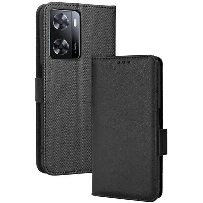 $9.85 • Buy For OPPO A57 4G FLIP BOOK CASE LUXURY PU LEATHER BLACK WALLET STAND COVER 