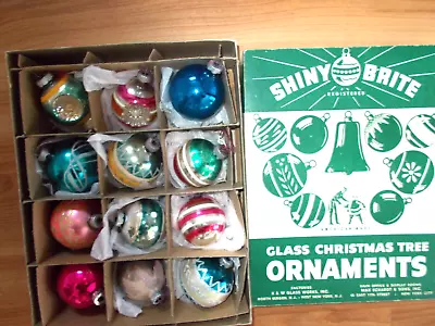 12 ~vtg Mercury Glass Shiny Brite Christmas Ornaments In Orig. Box • $42.99
