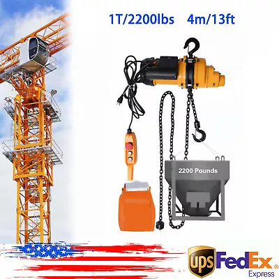 1 Ton Electric Chain Hoist Winch W/ 13FT 20Mn2 Chain Wired Remote Control 110V • $475