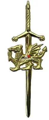 Kilt Pin Welsh Dragon Scottish Highland Kilts Sporran Gold Chrome Finish 4  AAR  • $8.99