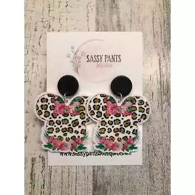 Disneyland Disney World Minnie Mouse Earrings Leopard NEW  • $14