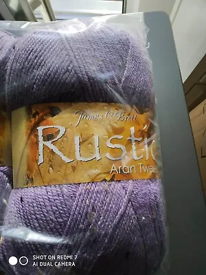 James Brett Rustic Tweed Aran With Wool Knitting Yarn 1x400g Dat52 Mauve  Mix • £14