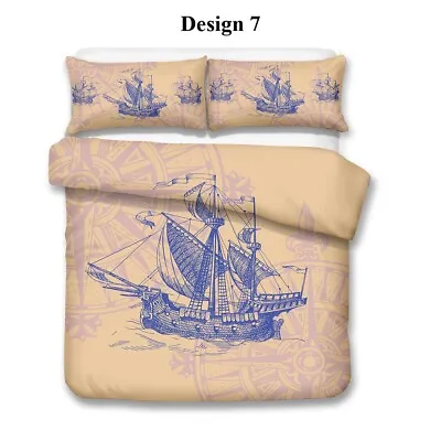 Nautical Ship Anchor Rudder Bedding Duvet Quilt Cover Set Birthday Holiday Gift • £28.24