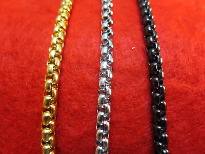 16 -60  4mm Gold-silver-black Plated Stainless Steel  Smooth Box Rope Chain • $6.43