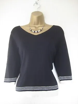 A Giannetti Black And Beige Silk Mix Top/jumper Size Large • £9.99