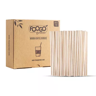 FOOGO Green Wooden Sturdy Cocktail Coffee Stirrer Sticks Craft Hot & Cold Drinks • £11.99