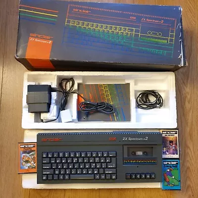 Sinclair ZX Spectrum Plus +2 Computer 128K Boxed Vintage Bundle Tested Working • £129.99