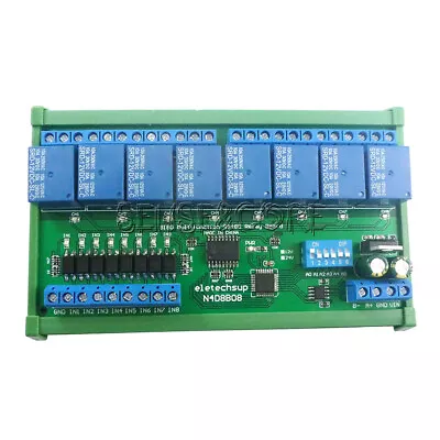 DC 12V 24V 8CH DIN35 C45 DIN Rail Box UART RS485 Relay Module Modbus RTU Switch • $20.20