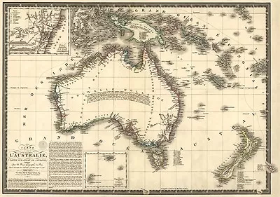 MP57 Vintage 1826 Historical Antique Old Map Of Australia Poster Print A1/A2/A3 • £6.95