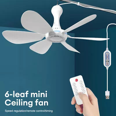 Personal Mini USB Six-blade Ceiling Fan Hanging For Camping Air Cooler Bed Tent • $26.88