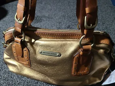 Michael Kors Big Valley Shoulder Satchel Bag Antique Gold Leather Handbag NWT • $147.99