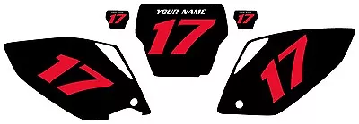 2007 HONDA CRF450 Custom Pre-Printed Backgrounds Black With Red Numbers • $43.99