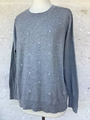 Banana Republic Sweater XL Grey Star Embroidered Cotton Pullover Lightweight • $25