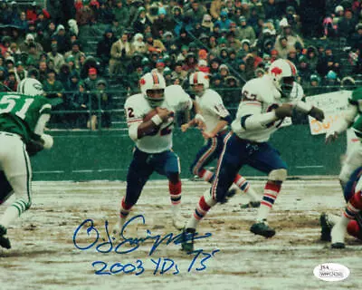 O.J. Simpson Autographed/Signed Buffalo Bills 8x10 Photo 2003 YDs 1973 JSA 22303 • $129.99