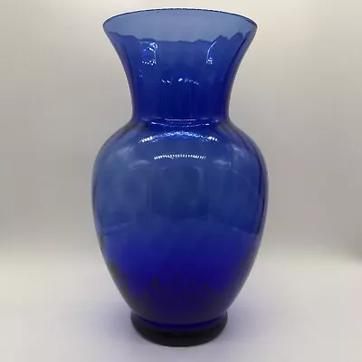 Vintage Cobalt Blue Hand-Blown Glass Vase ~ 11” Height • $17