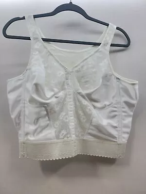 Vintage Exquisite Form Longline Bra Womens Sz 46B 7565 White Front Closure • $25