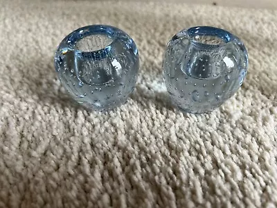 Antique Blue Crystal Candle Holders • $5