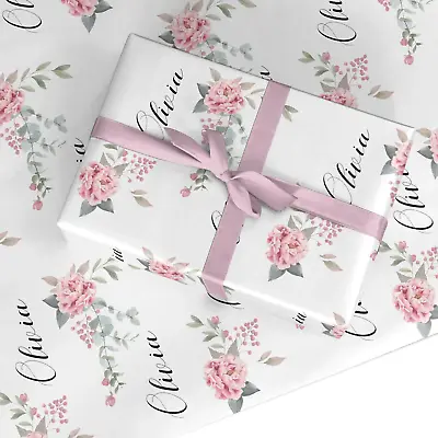 Custom Decorative Floral Name Personalised Birthday Wrapping Paper Gift Wrap • £15.99