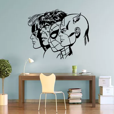 Superheroes1 Wall Decal Removable Sticker Spiderman...Kids Boys Room Comic Book • £6.42