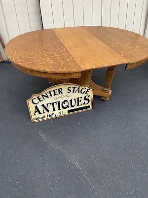 64980  Antique  Victorian Oak Dining Table W/ 2 Leafs   TOP 48  X 66  With Leafs • $575