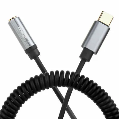 £7.99 • Buy 3.5mm AUX Female Jack To USB-C Male Headphone Adapter Coiled Cable 1.8m