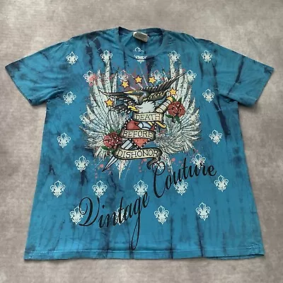 Vintage Y2K Bulzeye Shirt Size XXL Rhinestone AOP All Over Ed Hardy Style Eagle • $21.50