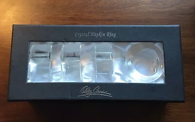 VTG Set Of 4 OLEG CASSINI Crystal Napkin Rings 126591 Heart Shape Cutouts Signed • $17.95