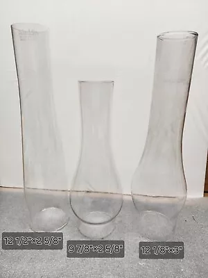 3 Vintage Glass Oil Lamp Chimneys Hurricane Shade Lot Mix Sizes￼ • $6.50