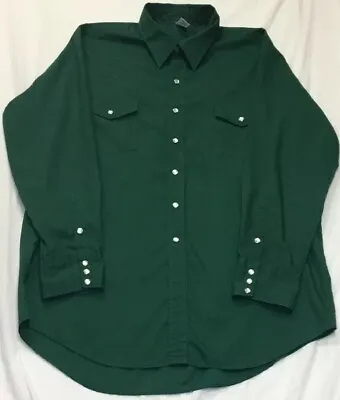 $19.99 • Buy Vintage Malco Modes Button Up Shirt 18 34 Green Western Square Dance Thin