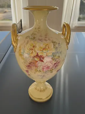 Gorgeous Huge Antique Royal Bonn Mehlem Ivory Hand Painted Floral Gilt Vase 17  • $299.99