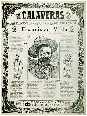 4210.Las Calavera De Villa.Mexican Decoration POSTER.decor Home Office Art • $57