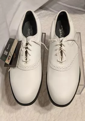 ETONIC Men's DRI TECH STABILIZER XT Golf Shoes White Lace Up LEATHER 7.5 M • $79.99