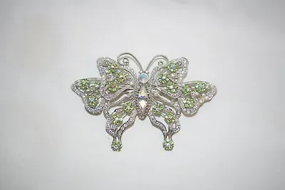 Vintage Big Beautiful Silvertone Butterfly Brooch • $17.29