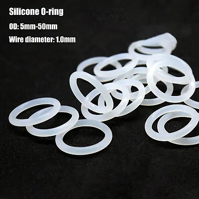 £1.55 • Buy OD 5mm - 50mm Food Grade O-Ring. 1.0mm Thick . Clear Silicone Rubber O Rings