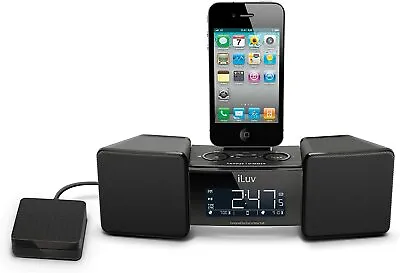 ILuv IMM155 Vibro II Alarm Clock 30-Pin Speaker Dock For IPhone Or IPod (Black) • $102.84