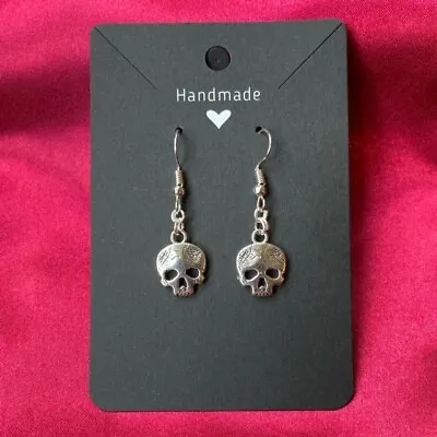 £3.49 • Buy Handmade Silver Skull Earrings Alternative Gothic Kawaii Cute Anime Gift