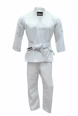 Karate Suit Aikido Taekwondo White Wrap Around Uniform Belt Kids Teen Adults UK • £19.99