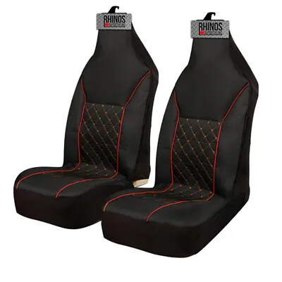 FOR MINI COOPER R50 R53 - LUXURY QUILTED RED PIPING CAR SEAT COVERS  2 X FRONTS • £21.93