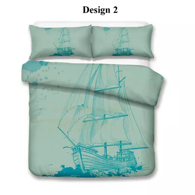 Nautical Ship Anchor Rudder Bedding Duvet Quilt Cover Set Birthday Holiday Gift • £38.74