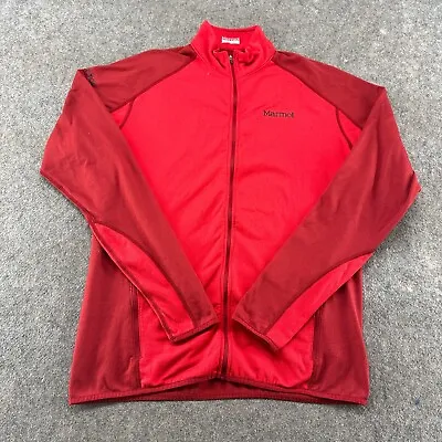 Marmot Jacket Mens XL Red Grid Fleece Lightweight Polyester Logo Baselayer Ski • $19.95
