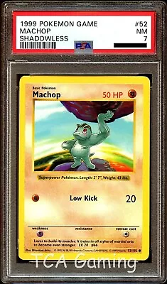 PSA 7 NEAR MINT Machop 52/102 SHADOWLESS Base Set Pokemon Card • $14.99