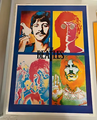 VINTAGE Psychedelic Beatles Poster 4 Faces Classic Rock John Lennon Ringo • $20