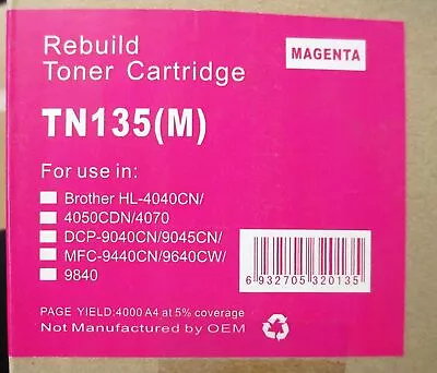 Toner Tn135m Cartridge For Use In Brother Hl-4040cn 4070cdw Mfc-9440cn • $25.48