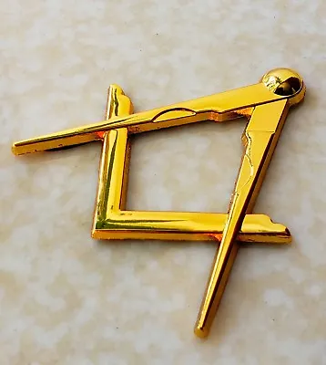 Masonic Master Mason Square & Compass Cut Out Car Auto Emblem GOLD Plated Metal • $14.99