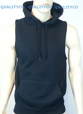 $16.99 • Buy US Size Black Hoodie Vest Sweater Sweatshirt S-4X Gym Mma Boxing Running Workout